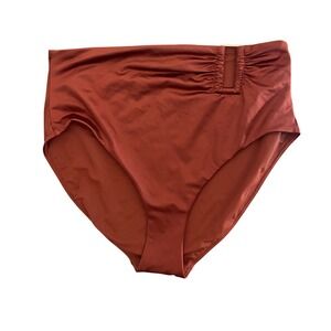 CALIA Women High Waisted Bikini Bottoms Copper Rust Side Cutout WSA15405S Small